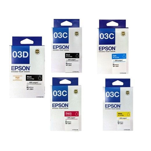 Epson Ink T03C 03C / C13T03C190 Bk / C13T03C290 Cyan / C13T03C390 Mag / C13T03C490 Yel / T03D 03D C13T03D190 [ORIGINAL]