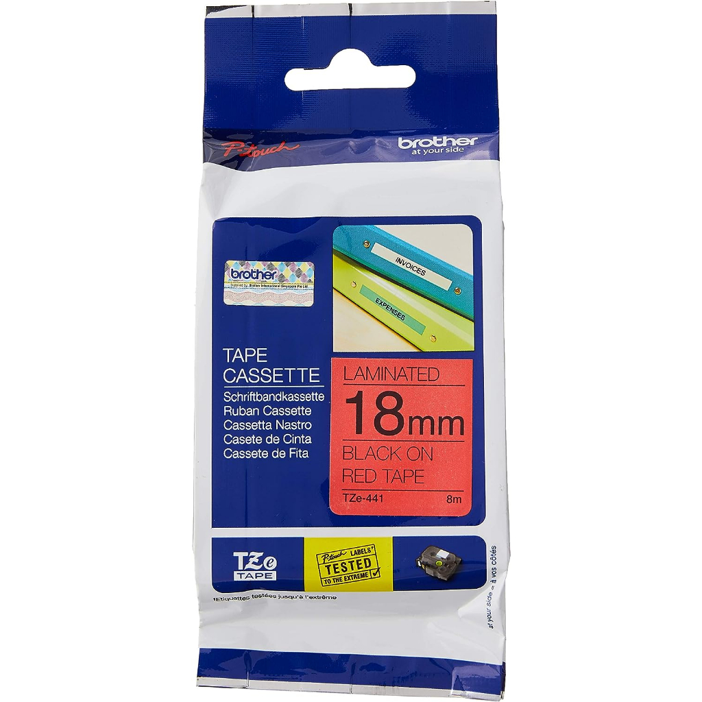 [ORIGINAL] Brother P Touch TZe Labels Black on Red TZe-421 TZe-431 TZe-435 TZe-441 TZe-451 9mm 12mm 18mm 24mm