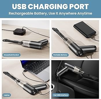 LEMOISTAR Portable Handheld Vacuum Cleaner, Mini Car Vacuum Cleaner Cordless 6000PA Suction, Rechargeable Battery Lightweight Hand Vacuum for Home and Car/Desk Office-Black