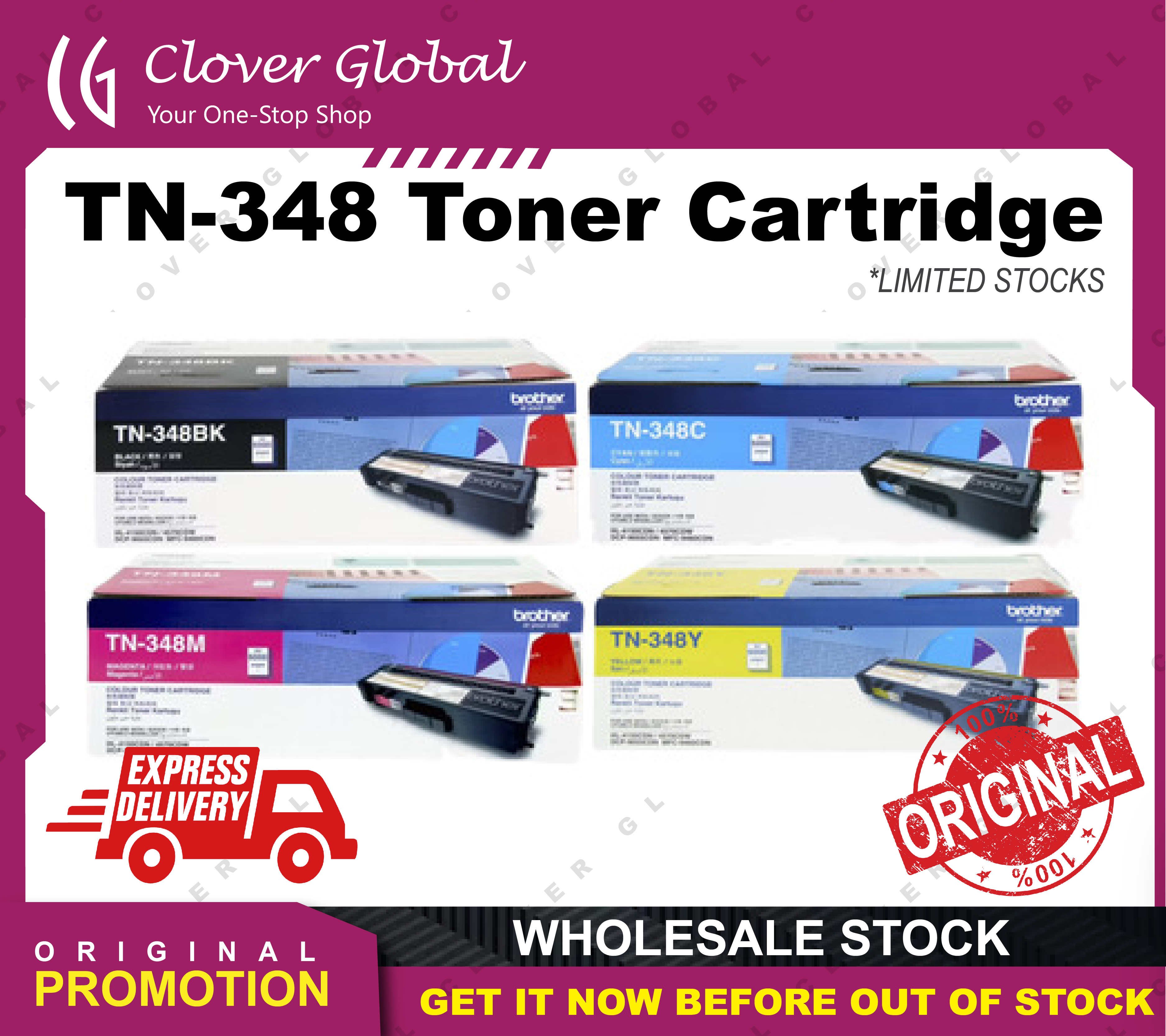 [ORIGINAL] Brother Toner Cartridge TN-348 Black Cyan Magenta Yellow