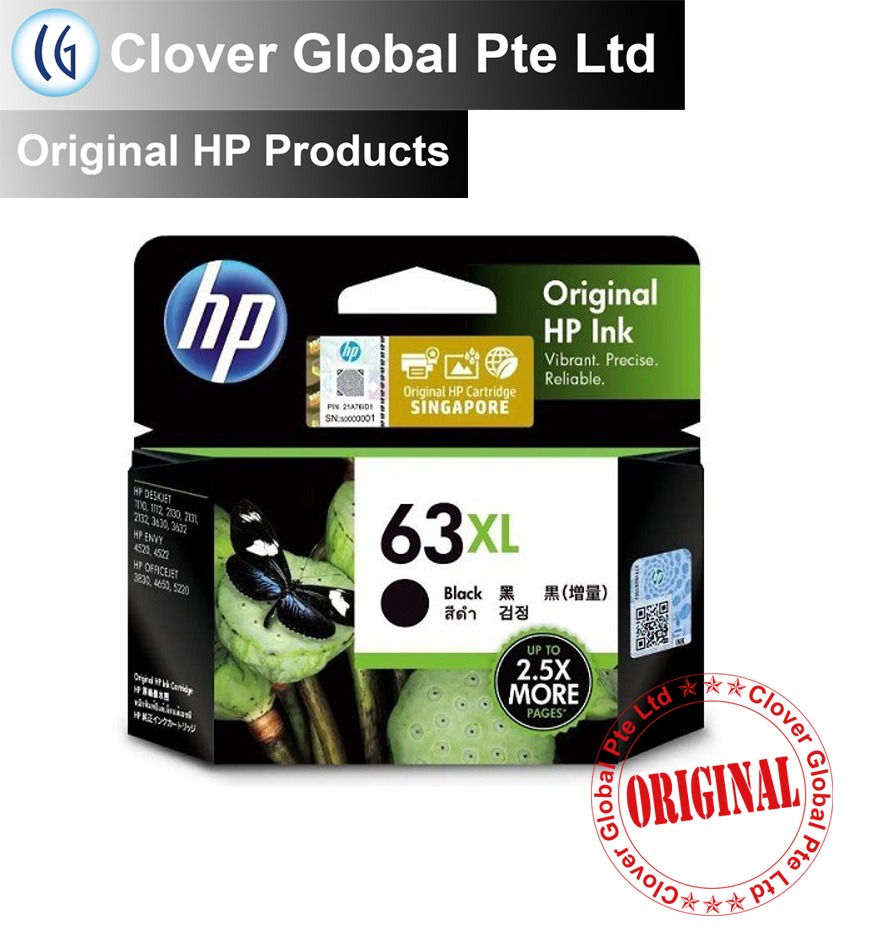 [Original] HP 63/63XL Black & Tri-color Ink Cartridge F6U61AA F6U62AA F6U63AA F6U64AA