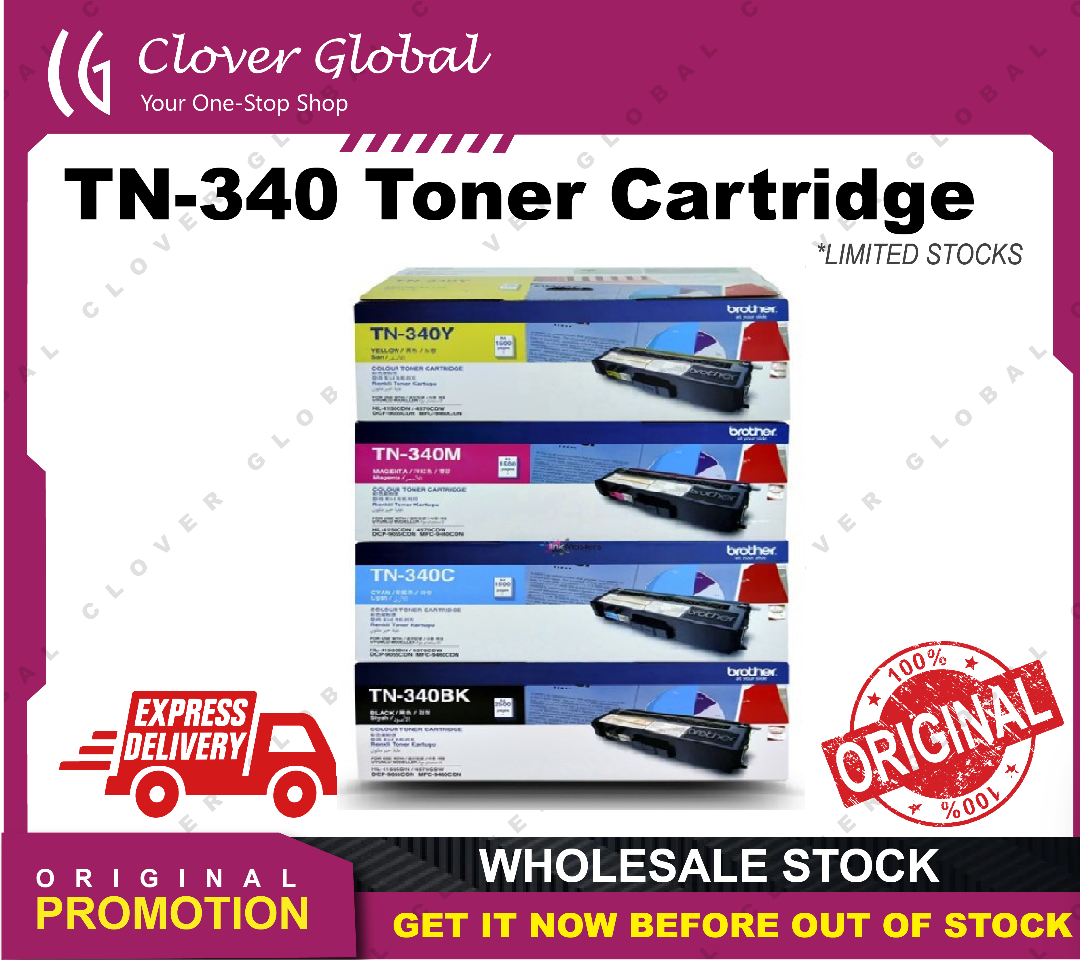 [ORIGINAL] Brother Toner Cartridge TN-340 Black Cyan Magenta Yellow