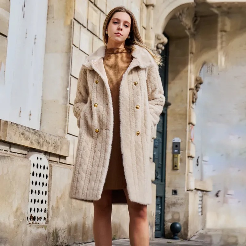 Women's Textured Long Outerwear Coat | FW-014