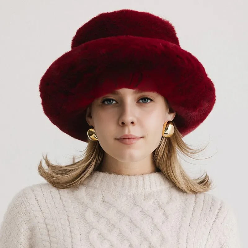 Elegant Fluffy Wide Brim Hat