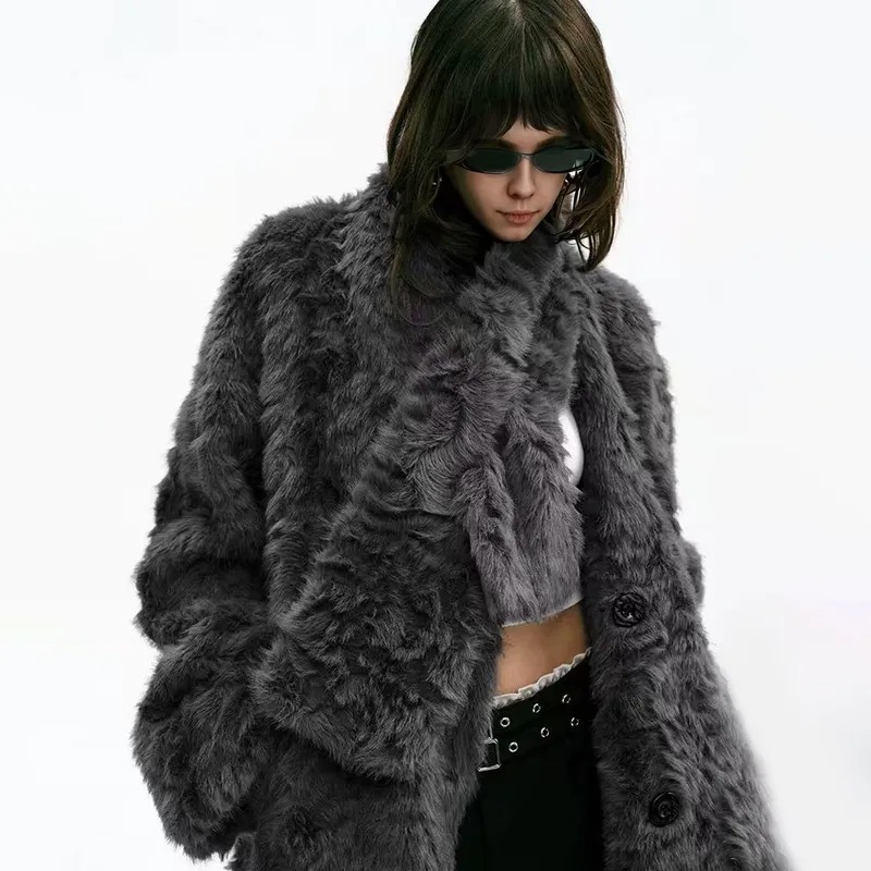 Women's Long Textured Outerwear Coat | FW-008