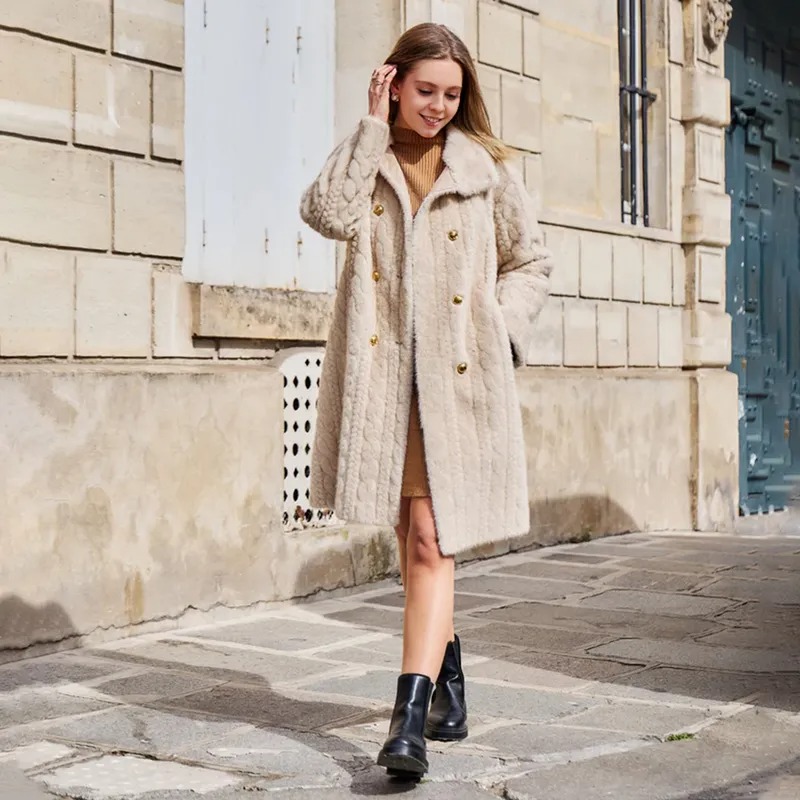Women's Textured Long Outerwear Coat | FW-014