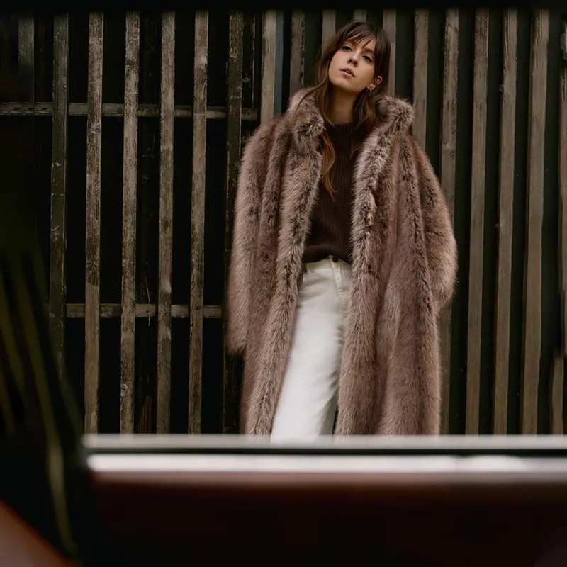Women's Mid-Length Fur Style Coat | FW-005