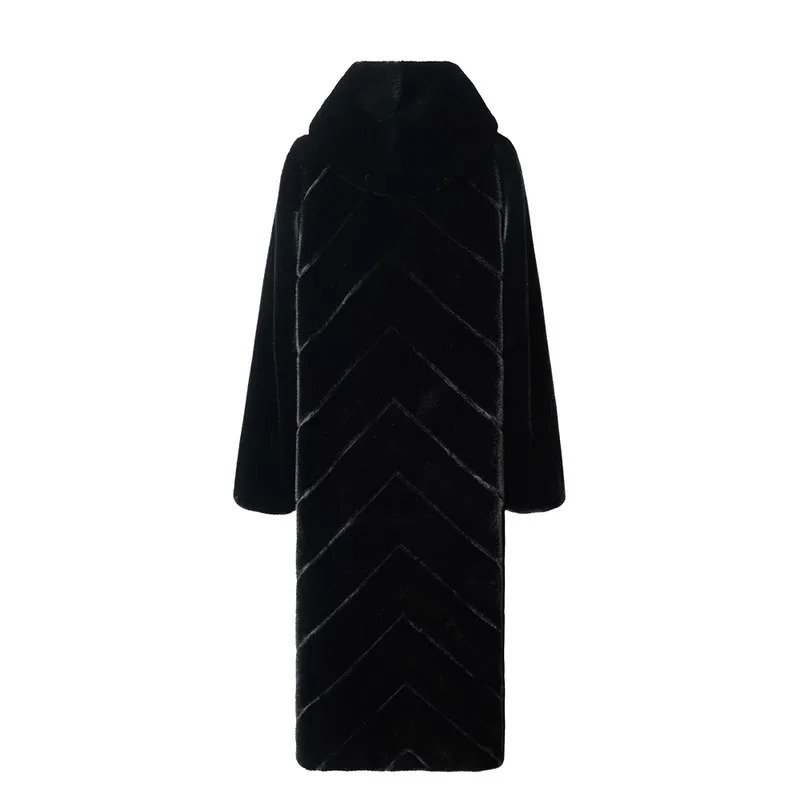 Women's Hooded Faux Fur Long Coat | FW-026
