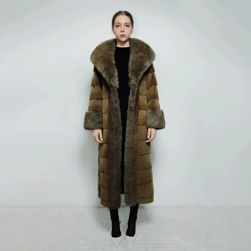FW-031 Women's Hooded Faux Fur Trim Coat