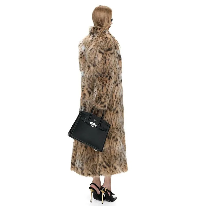 Women's Statement Faux Fur Long Coat | Custom Outerwear Manufacturer | FW-024