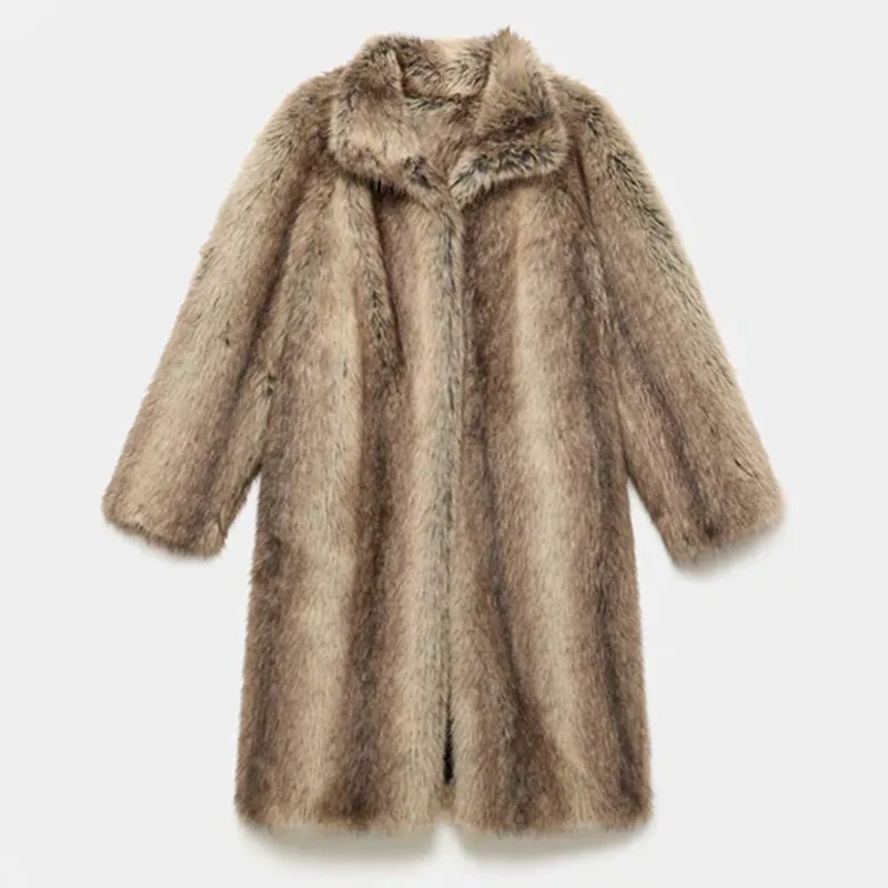 Women's Mid-Length Fur Style Coat | FW-005