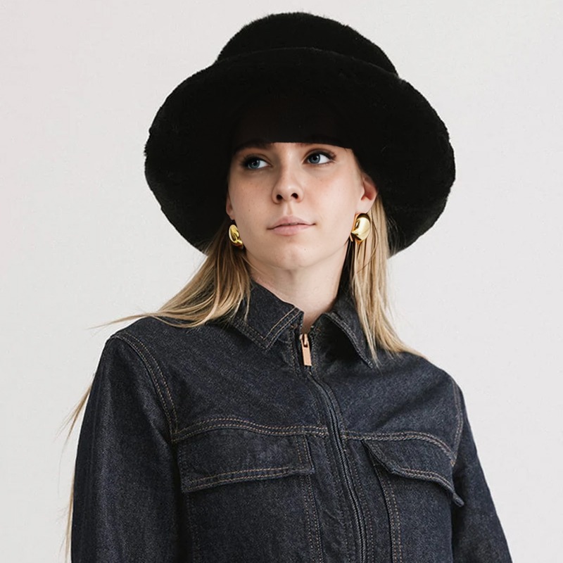 Elegant Fluffy Wide Brim Hat
