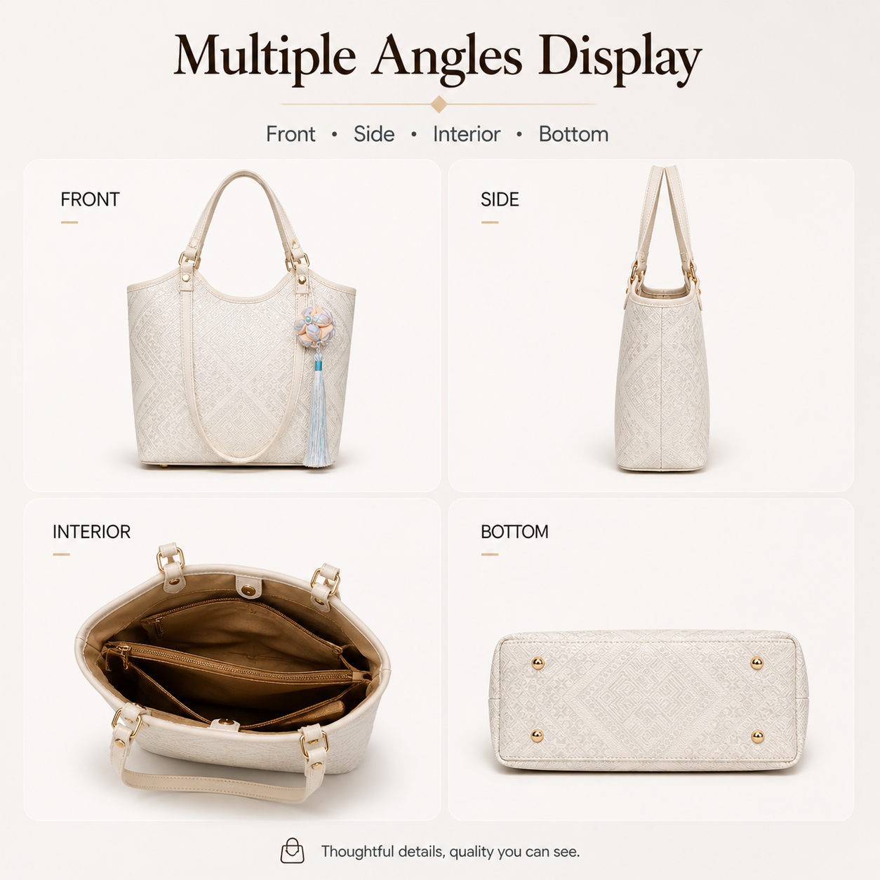 Zhuang Brocade Tote Bag | Spacious Shoulder Bag for Work & Daily