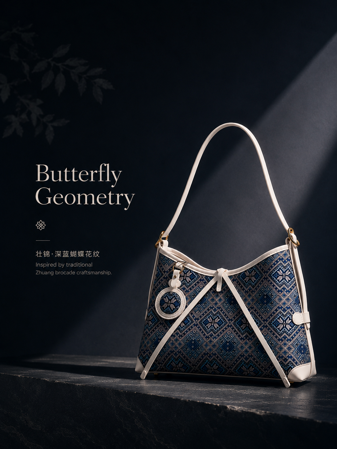 Zhuang Brocade Butterfly Hobo Bag - Handwoven Leather Shoulder Bag