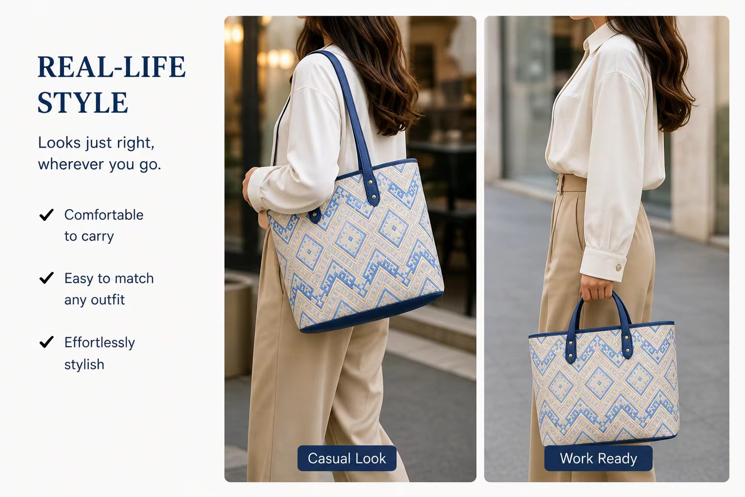 Zhuang Brocade Tote Bag - Traditional Woven Pattern, Durable Everyday Shoulder Bag