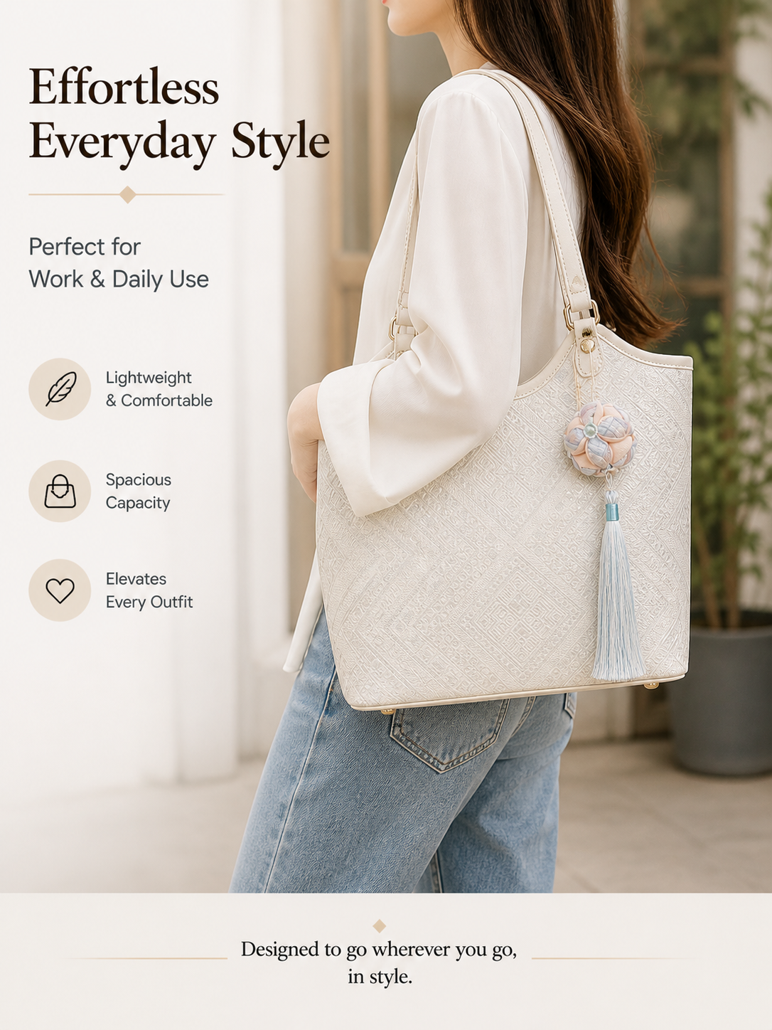 Zhuang Brocade Tote Bag | Spacious Shoulder Bag for Work & Daily