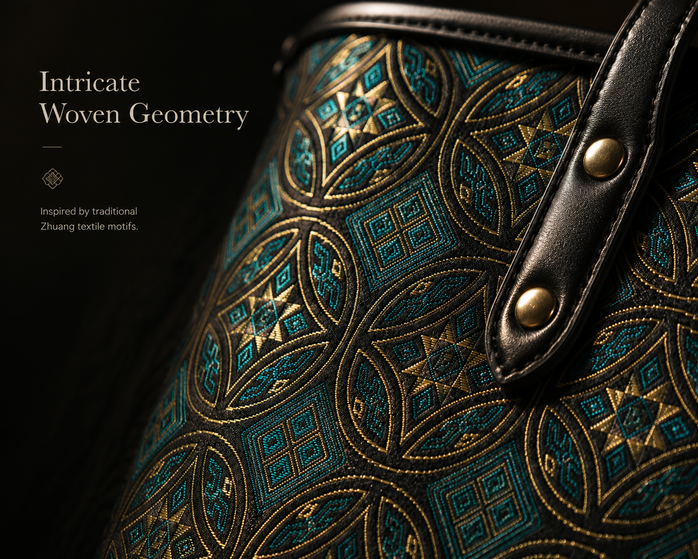 Handwoven Zhuang Brocade Flying Swallow Pattern Tote Bag, Traditional Ethnic Shoulder Handbag