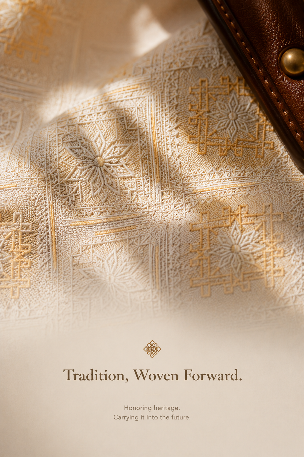 Zhuang Brocade Heritage Tote Bag | Handwoven Leather-Trimmed Bag