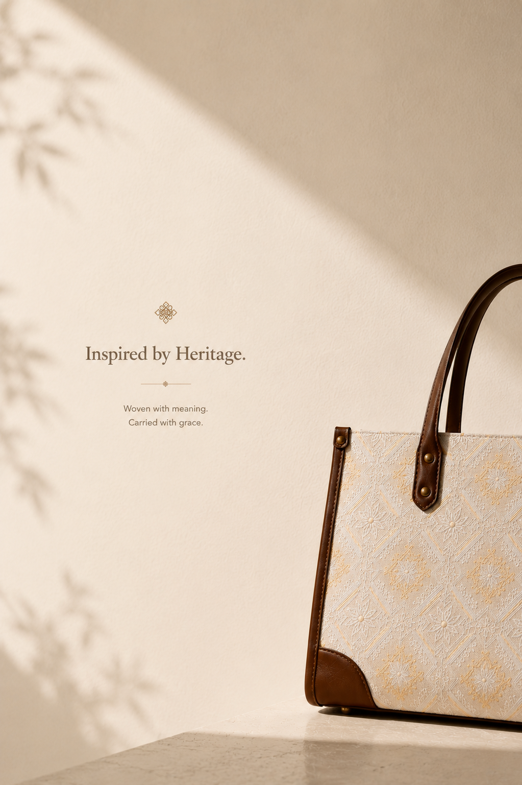 Zhuang Brocade Heritage Tote Bag | Handwoven Leather-Trimmed Bag