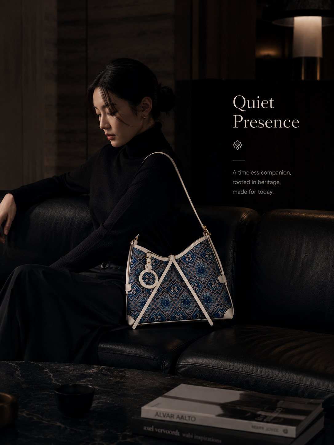 Zhuang Brocade Butterfly Hobo Bag - Handwoven Leather Shoulder Bag