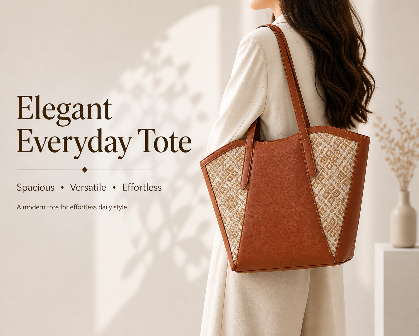 Handwoven Ethnic Brocade Tote Bag Vegan Leather Shoulder Bag