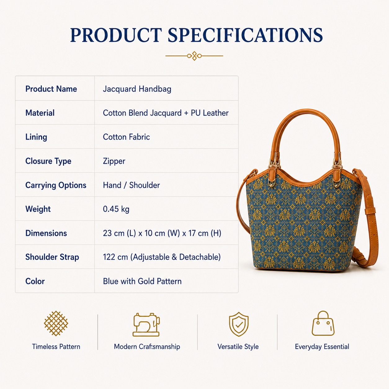 Handcrafted Zhuang Brocade Jacquard Bucket Bag | Woven Jin Studio