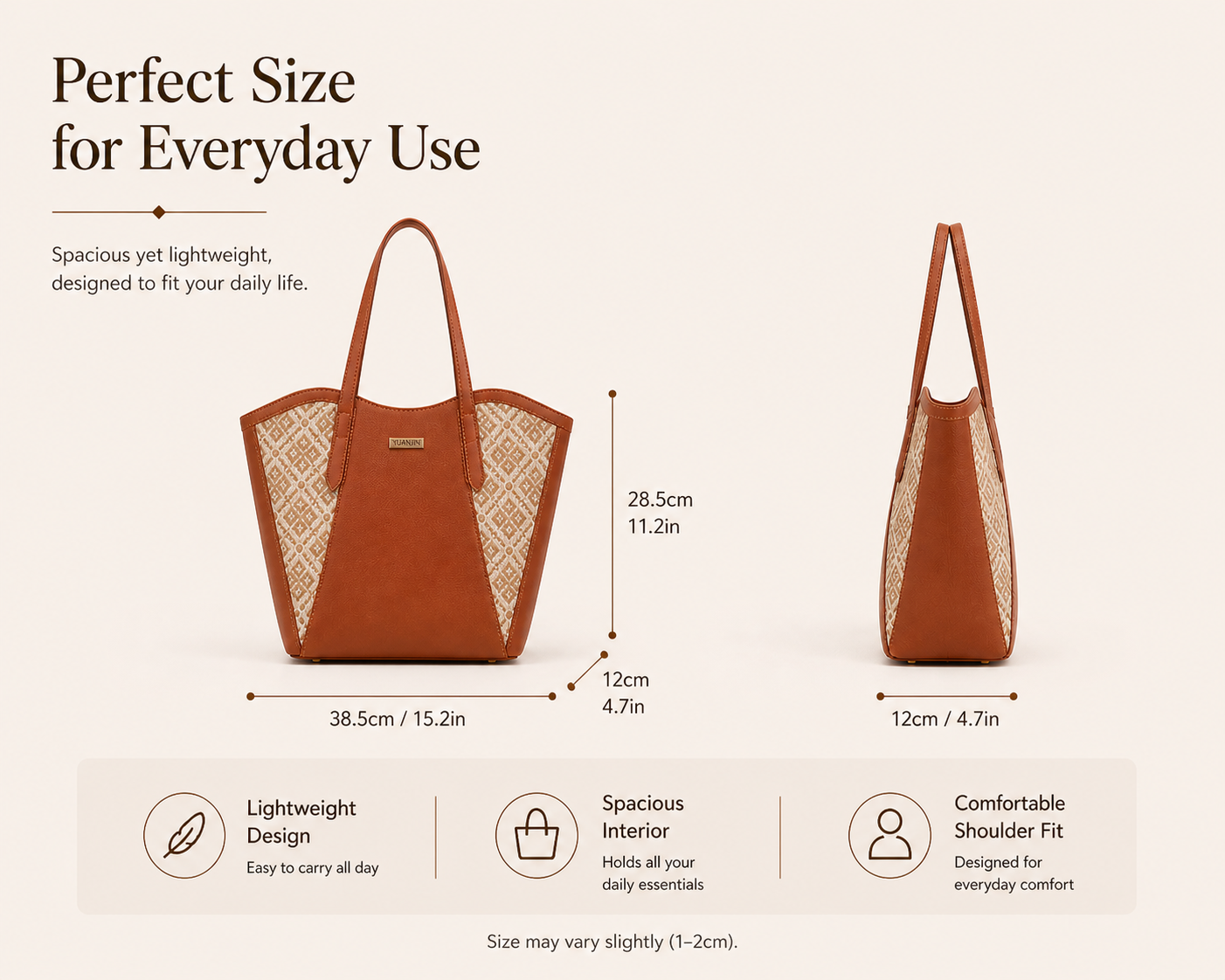 Handwoven Ethnic Brocade Tote Bag Vegan Leather Shoulder Bag