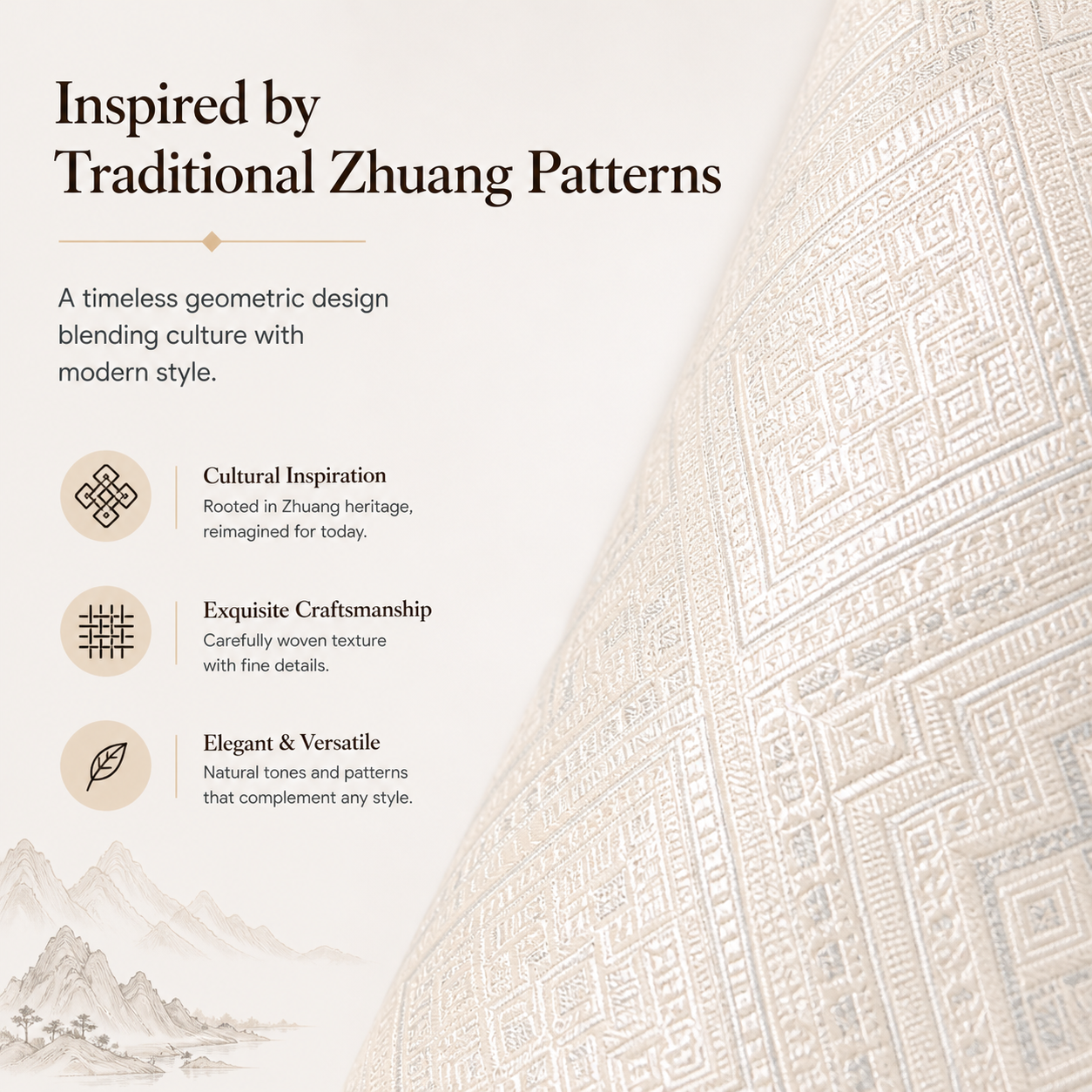 Zhuang Brocade Tote Bag | Spacious Shoulder Bag for Work & Daily