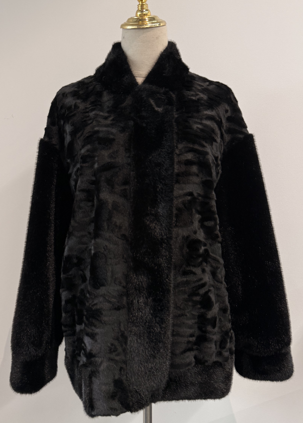 Textured Plush Collar Short Coat