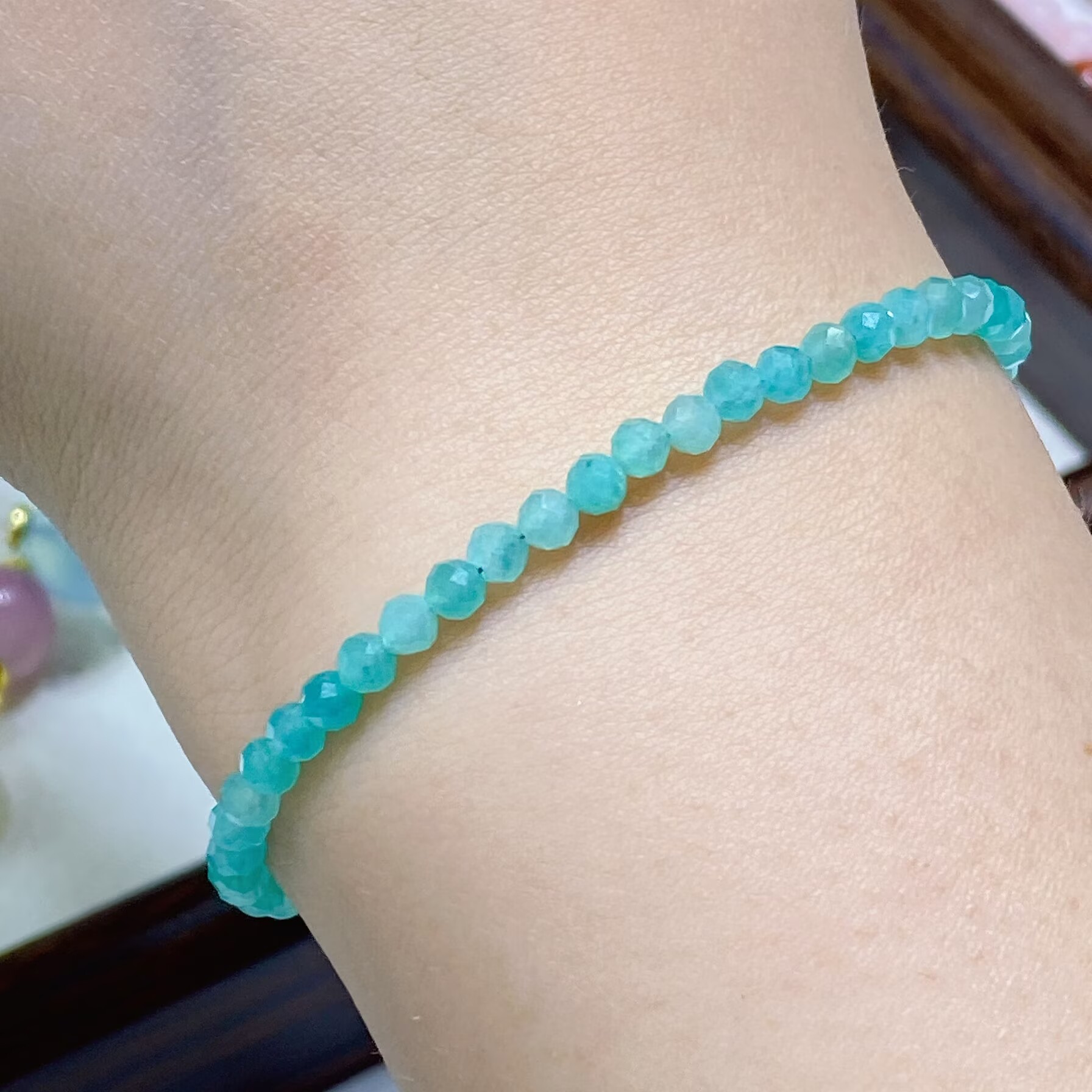 Handmade 2.3mm Natural Tourmaline Beaded Bracelet – Emotional Balance & Positive Energy Crystal Jewelry, Delicate Adjustable Gold-Tone Bracelet for Women, Daily Wear & Gifting