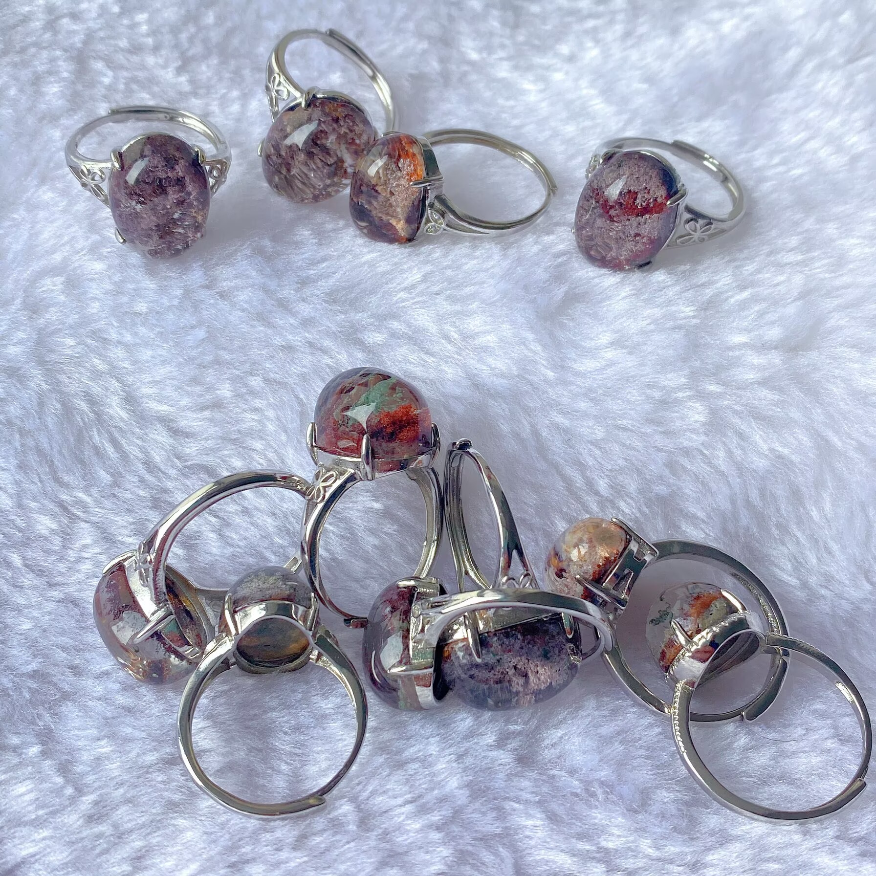 Natural Phantom Quartz Adjustable Ring – Energy Cleansing & Spiritual Protection Gemstone Jewelry, Random Style Healing Crystal Ring for Women, Daily Wear & Unique Gifting