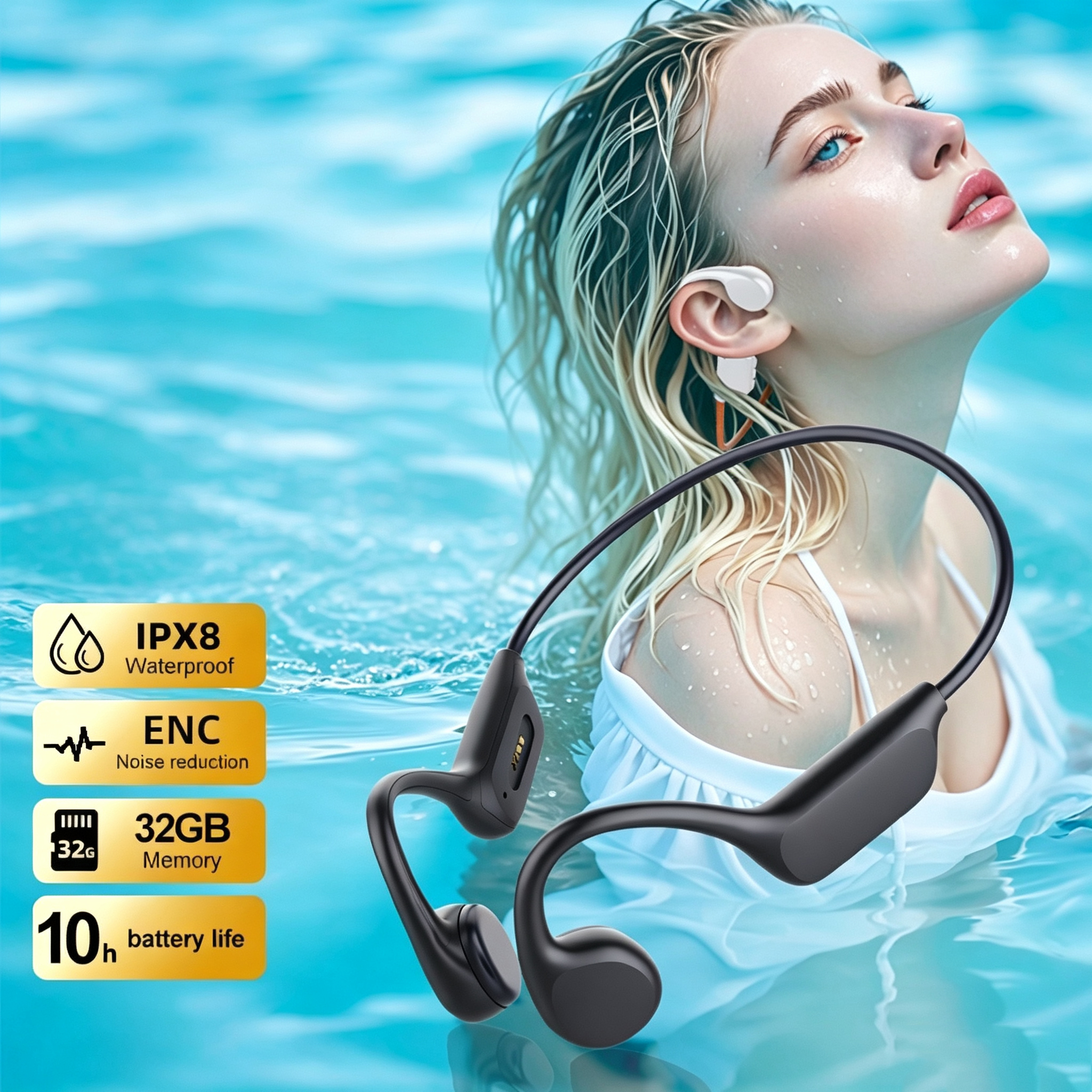 IPX8 Bone Conduction Headphones