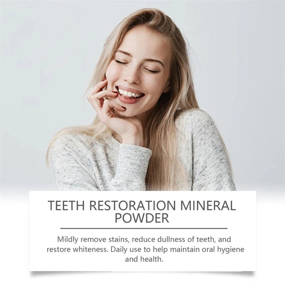 Teeth Whitening Mineral Powder – Natural Teeth Restoration, Protects Gums & Freshens Breath, Vegan, Organic Oral Care, Purple Gentle Mint, Before & After Results