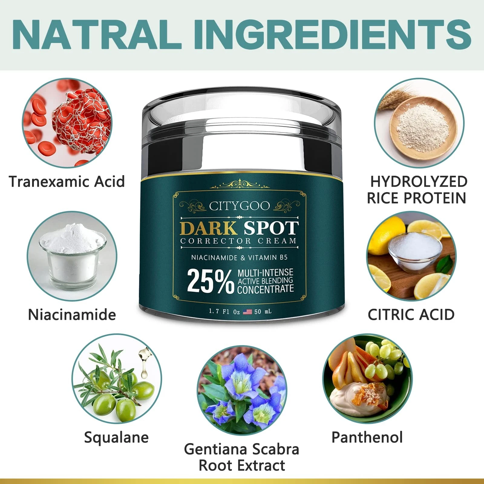 Citygoo Dark Spot Remover Cream – Brighten Skin, Reduce Acne Marks & Uneven Skin Tone, 1.7oz