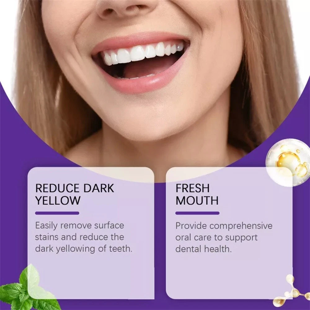 Teeth Whitening Mineral Powder – Natural Teeth Restoration, Protects Gums & Freshens Breath, Vegan, Organic Oral Care, Purple Gentle Mint, Before & After Results