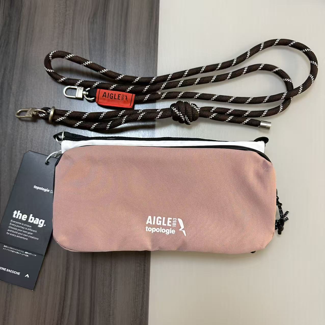 Topologie トポロジー×エイグル トリオ カラーボトル サコッシュ ミディアム  グリローズ  ショルダーバッグ ストラップ付き