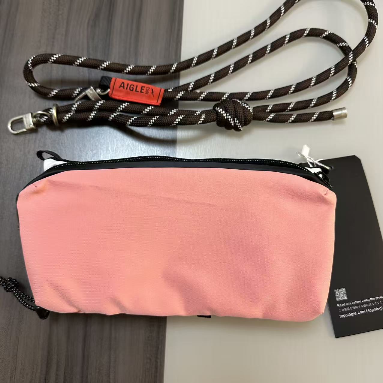 Topologie トポロジー×エイグル トリオ カラーボトル サコッシュ ミディアム  グリローズ  ショルダーバッグ ストラップ付き