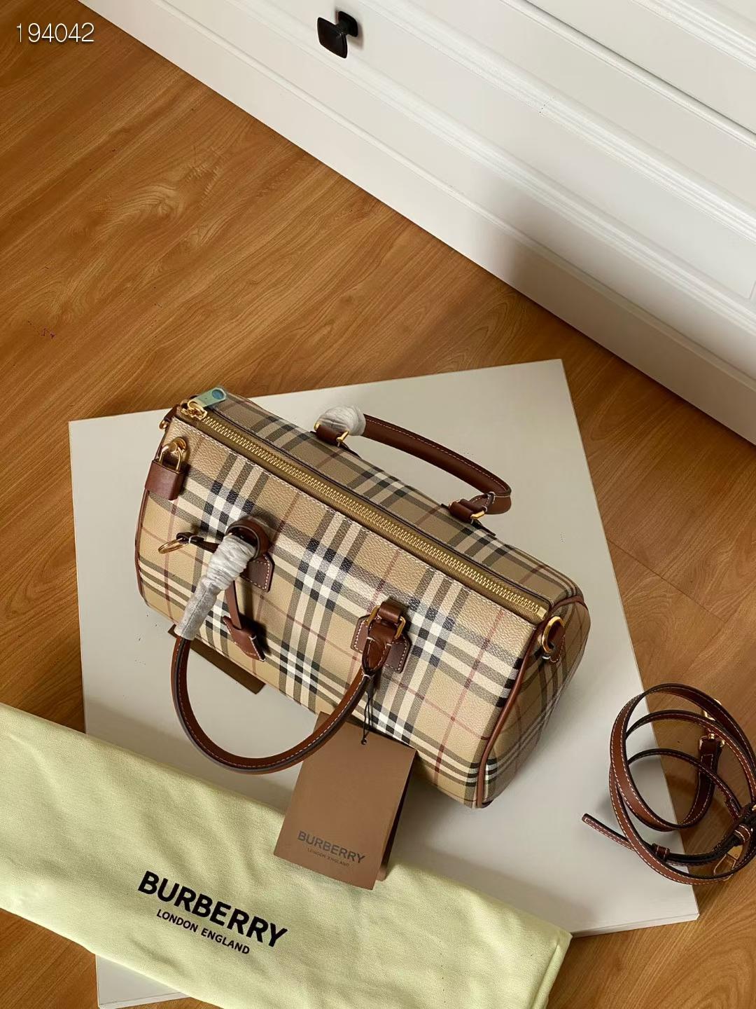 バーバリー BURBERRY ミディアム/ミニ  チェック ボウリングバッグ ボストンバッグ 2WAY ショルダーバッグ