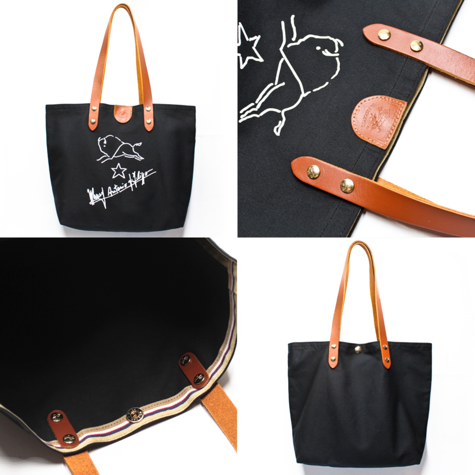 IL BISONTE イルビゾンテ トートバッグ バッグ カバン サインプリント レザー＆キャンバス トート ファッション 鞄 A4可 レディース メンズ キャンバス ロゴ ブランド サイントート サイン入り Shoulder Bag