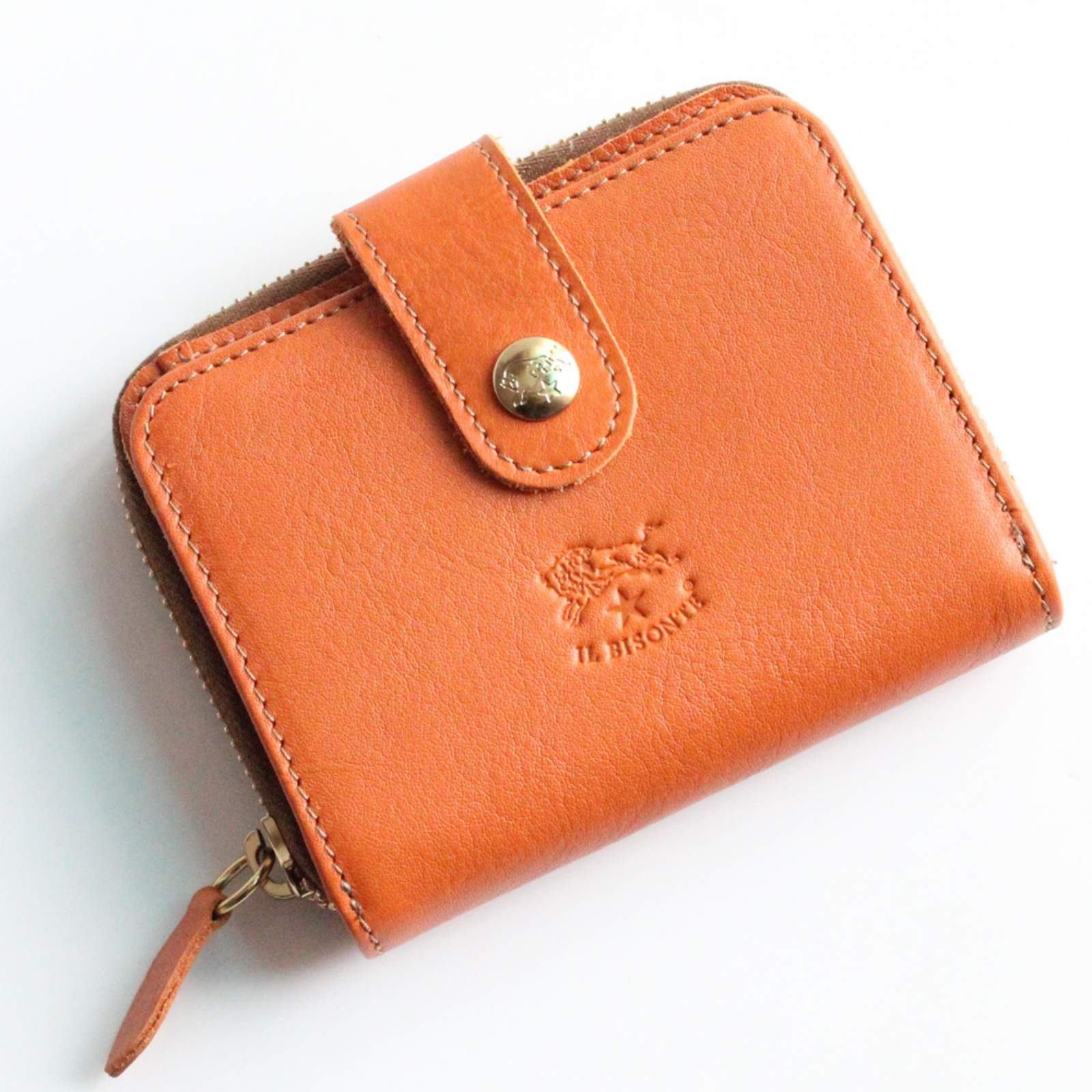 IL BISONTE イルビゾンテ 二つ折り財布 小銭IL BISONTE イルビゾンテ 二つ折り財布 小銭入れ付 折財布 財布 2つ折り財布 ヴァッケッタ コンパクト財布 レザー ブラウン メンズ レディース 
