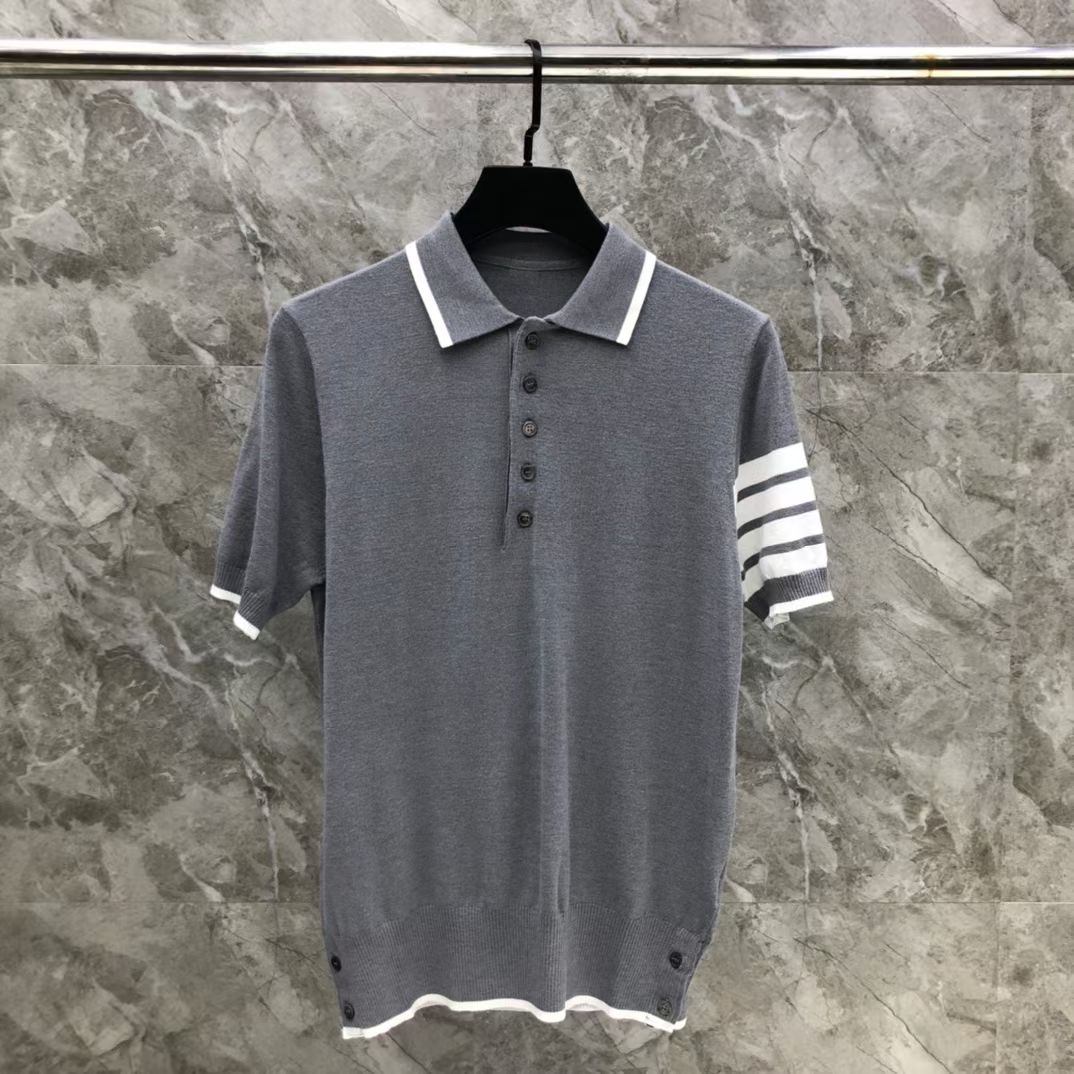톰브라운 Thom Browne 케이블 니트 4바 스트라이프 반팔 폴로셔츠 남녀공용