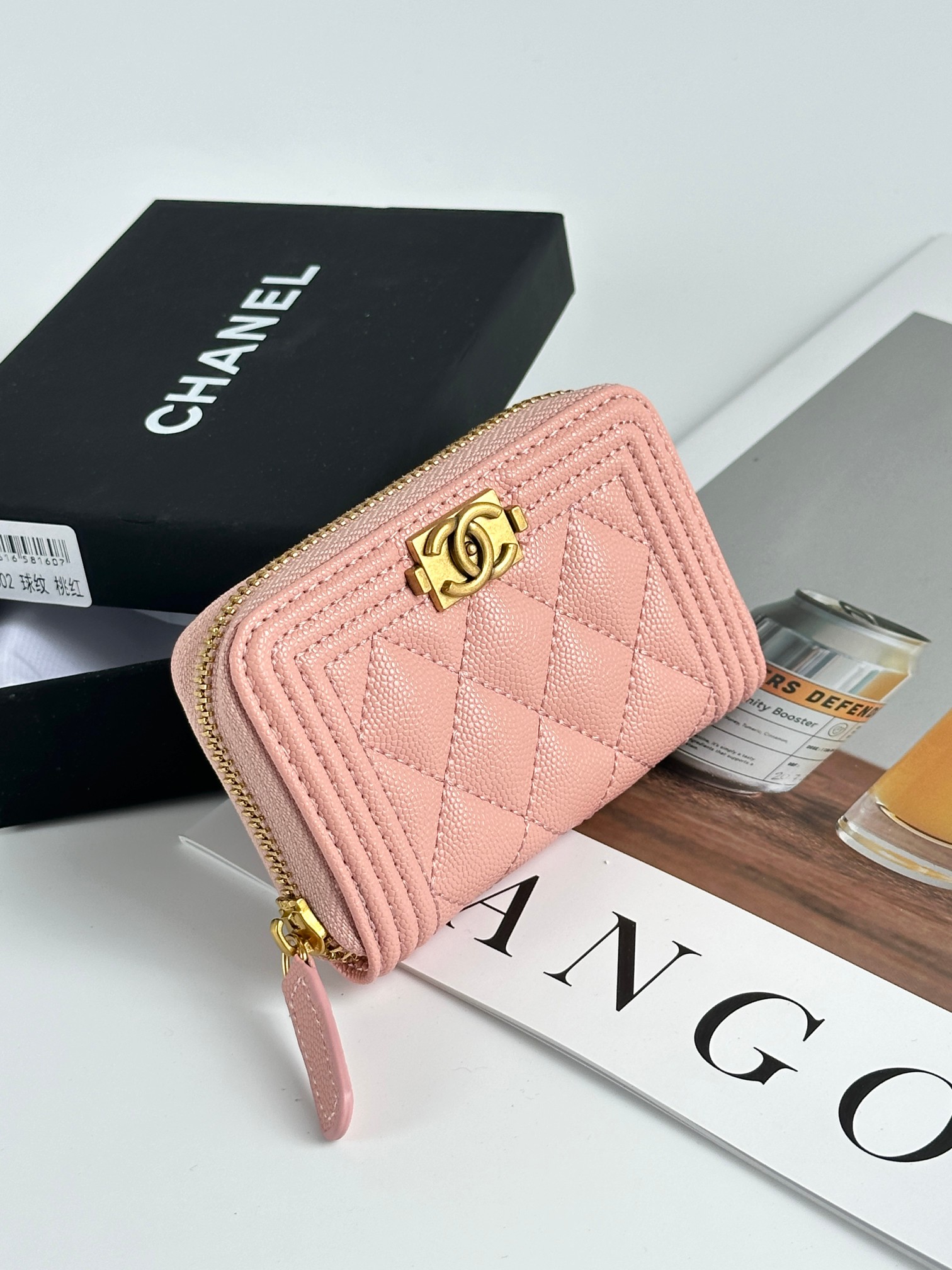 CHANEL BOY シャネル ボーイ コインケース キャビア ブラック ゴールド金具 ココマーク マトラッセ コンパクトウォレット カードケース 財布