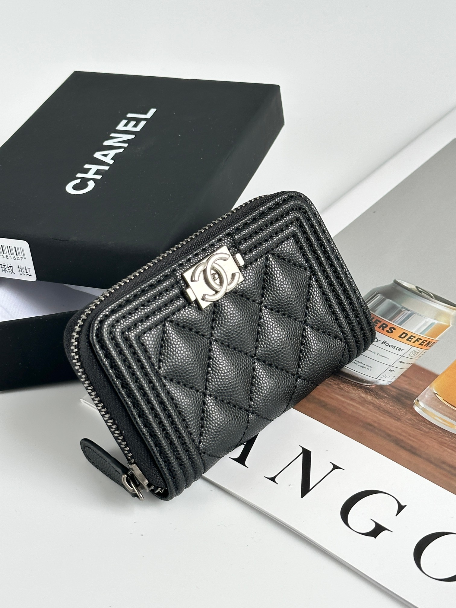 CHANEL BOY シャネル ボーイ コインケース キャビア ブラック ゴールド金具 ココマーク マトラッセ コンパクトウォレット カードケース 財布