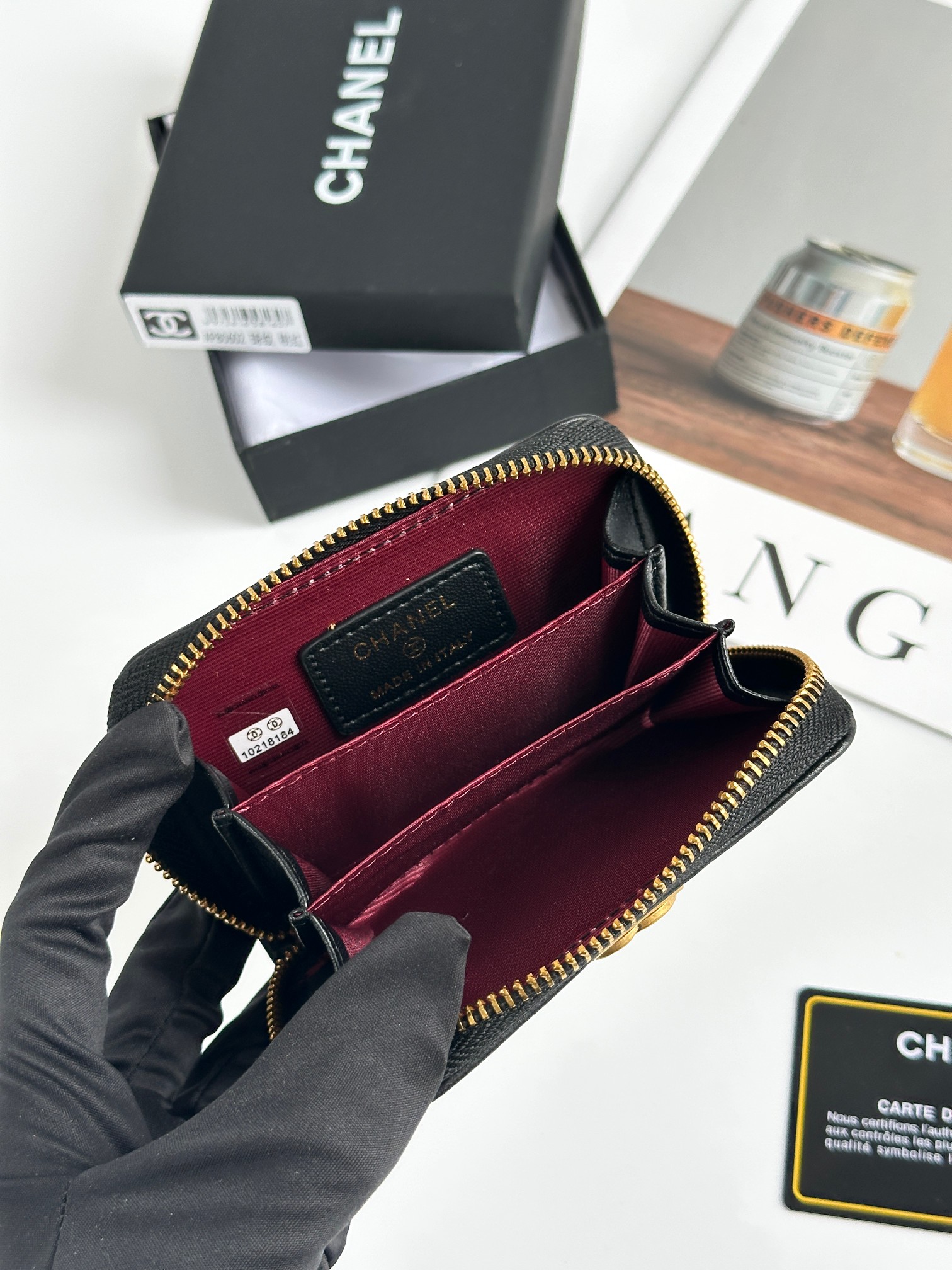 CHANEL BOY シャネル ボーイ コインケース キャビア ブラック ゴールド金具 ココマーク マトラッセ コンパクトウォレット カードケース 財布