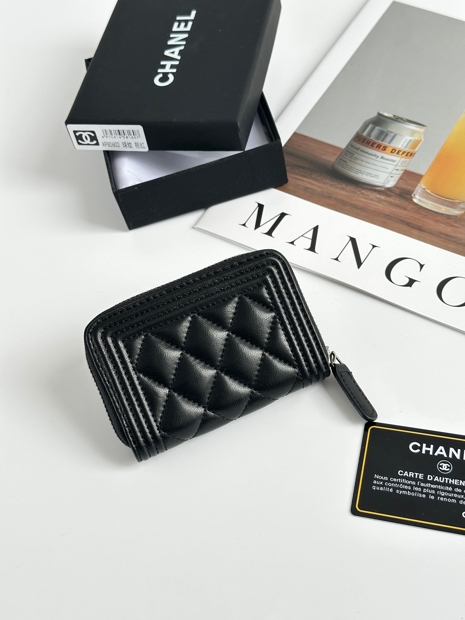CHANEL BOY シャネル ボーイ コインケース キャビア ブラック ゴールド金具 ココマーク マトラッセ コンパクトウォレット カードケース 財布