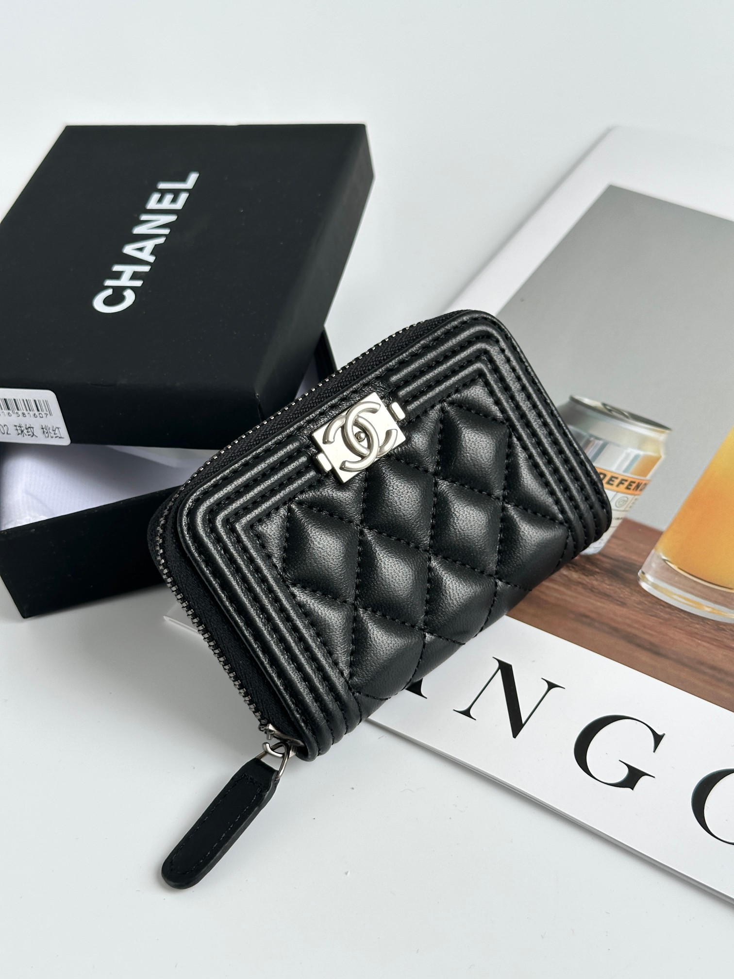 CHANEL BOY シャネル ボーイ コインケース キャビア ブラック ゴールド金具 ココマーク マトラッセ コンパクトウォレット カードケース 財布