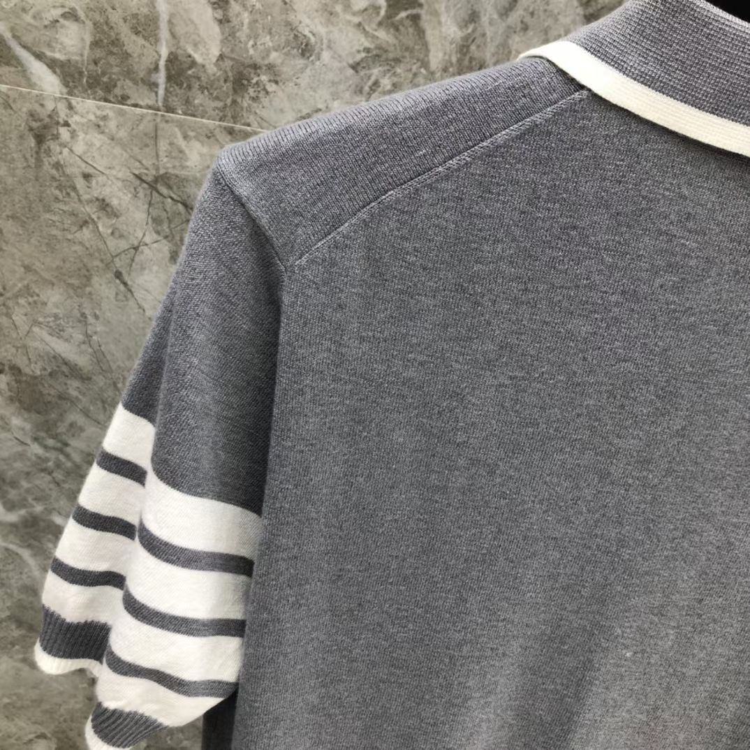 톰브라운 Thom Browne 케이블 니트 4바 스트라이프 반팔 폴로셔츠 남녀공용