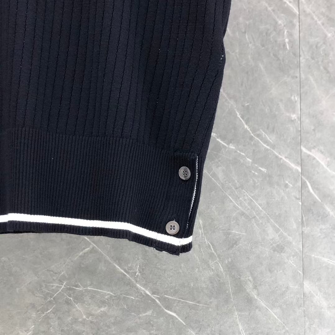 톰브라운 Thom Browne 트리밍 라인 니트 반팔 폴로셔츠 남녀공용