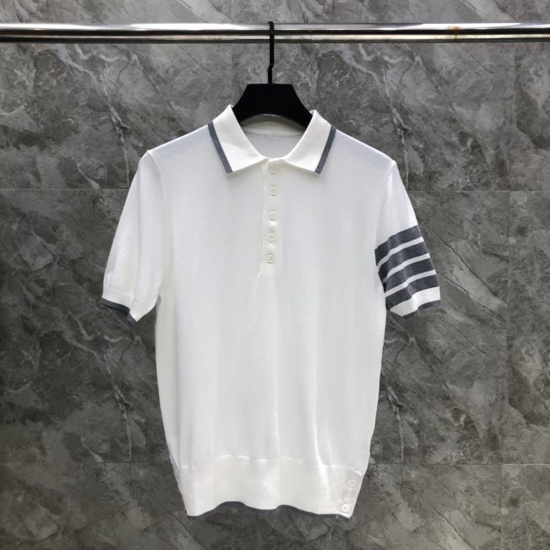 톰브라운 Thom Browne 케이블 니트 4바 스트라이프 반팔 폴로셔츠 남녀공용