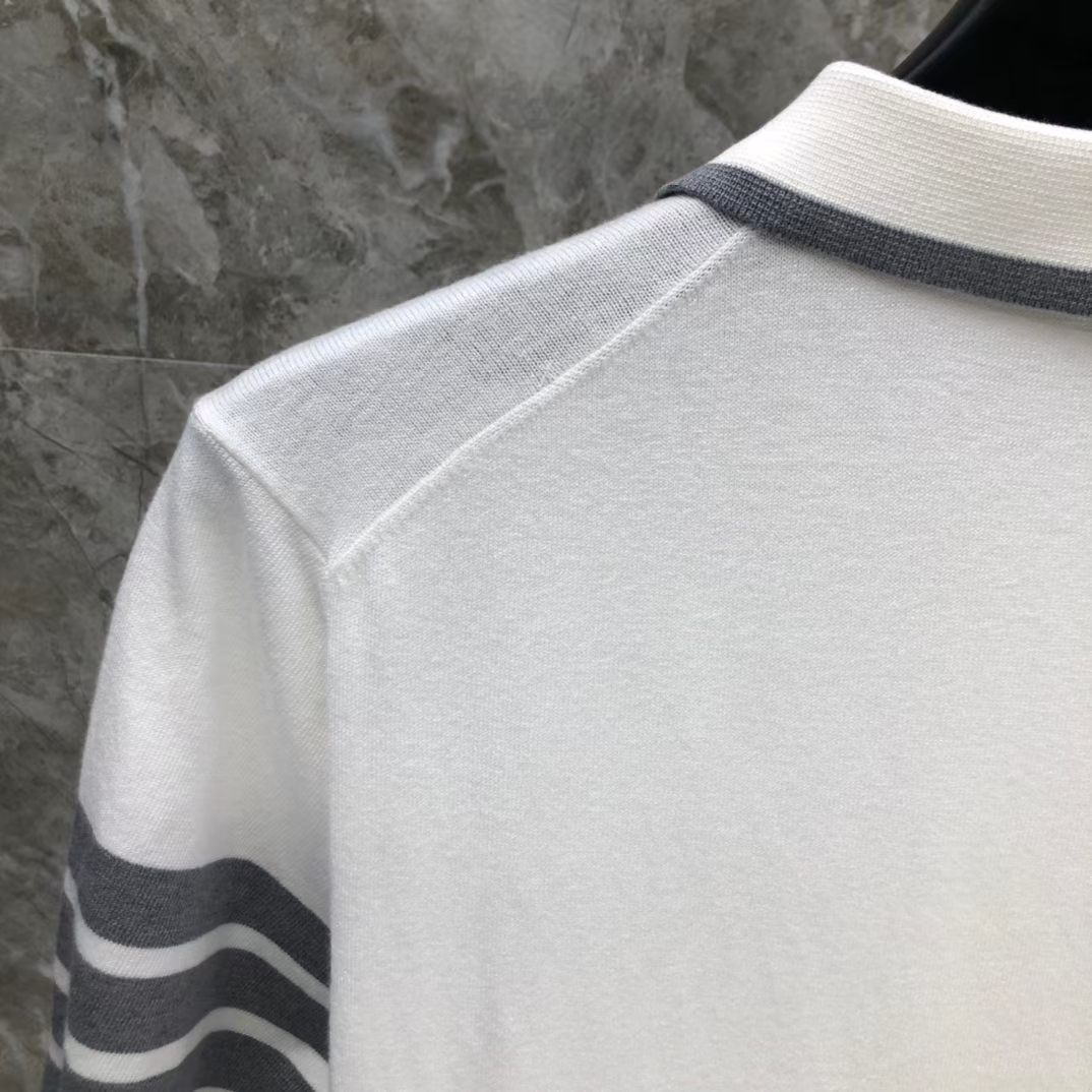 톰브라운 Thom Browne 케이블 니트 4바 스트라이프 반팔 폴로셔츠 남녀공용